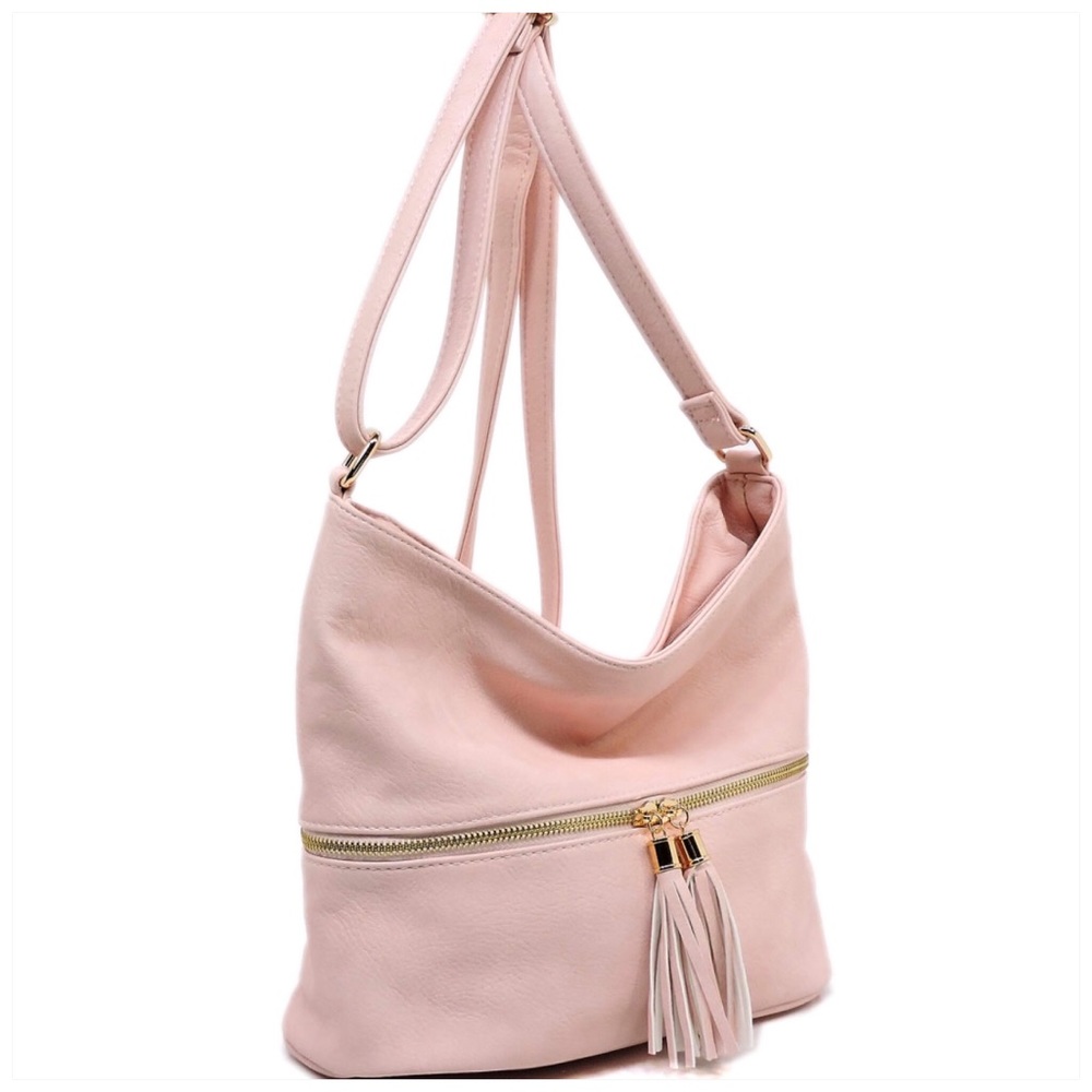 Zip Crossbody Bucket Satchel Blush - Picture 2 of 7